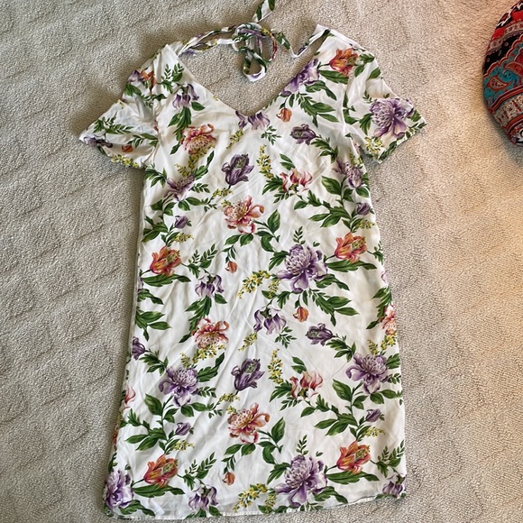 Amour Vert 100% Silk Carla Floral Print Short Shift Dress - Picture 3 of 7